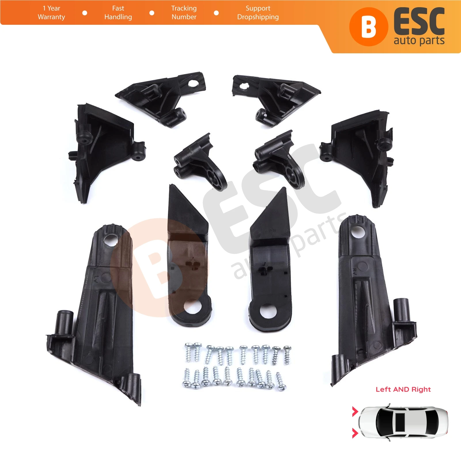 EHL565 Headlight Holder Repair Bracket Tab Set Left Right Side for Dacia Renault Duster MK2 HM 2017-2024 260609367R 260101133R