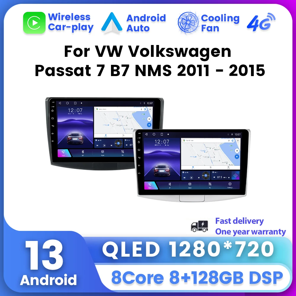 

10.1inch QLED Screen Car Radio For VW Volkswagen Passat B7 2010 - 2015 Android Smart System CarPlay Stereo Automotive Multimedia