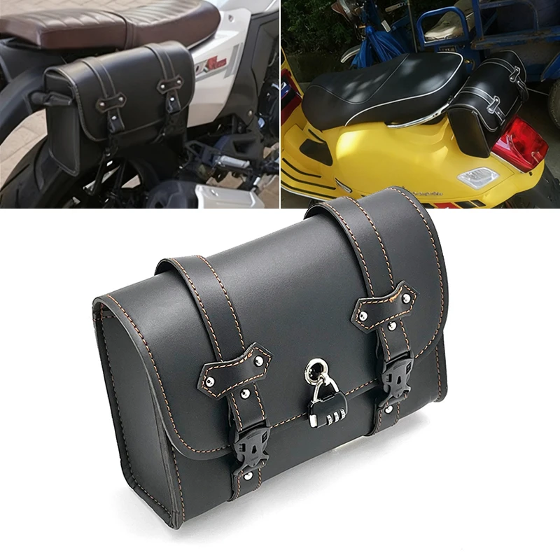 Universal Motorcycle Side Bag Waterproof Tool Pouch Saddle Bags PU Leather Travel Luggage Bag For Yamaha MT07 MT09 Motor Bag