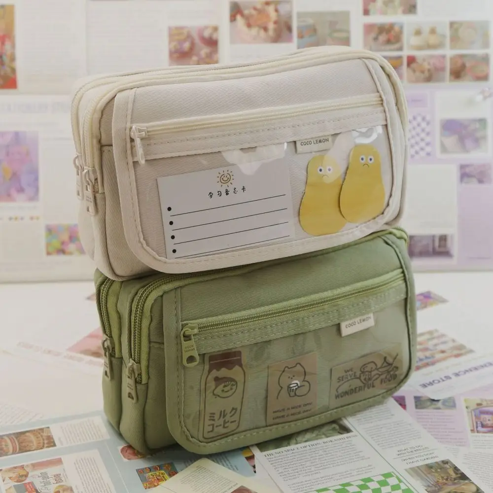 Große Kapazität Feder mäppchen Multifunktion Leinwand Briefpapier Veranstalter Stift Tasche einfarbig Briefpapier Aufbewahrung tasche Student Geschenk