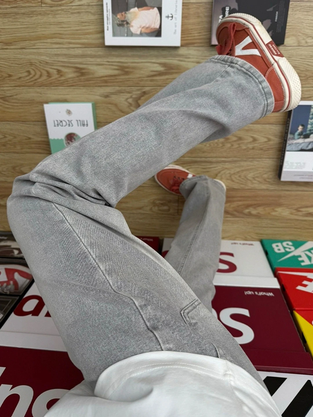 

ay e Men's Flared Jeans Spring Autumn Rise Knife Pants Cleanfit Leg Lengthening Pants for Men And Women