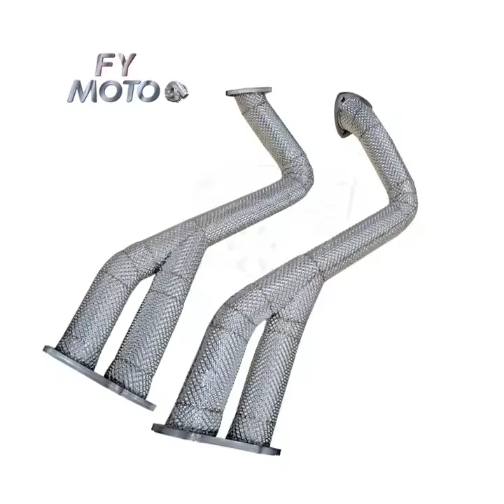 Exhaust Downpipe for Porsche 718 GT4 / GTS / Spyder Over Axle Link Pipes Titanium Alloy with Heat Shield LB