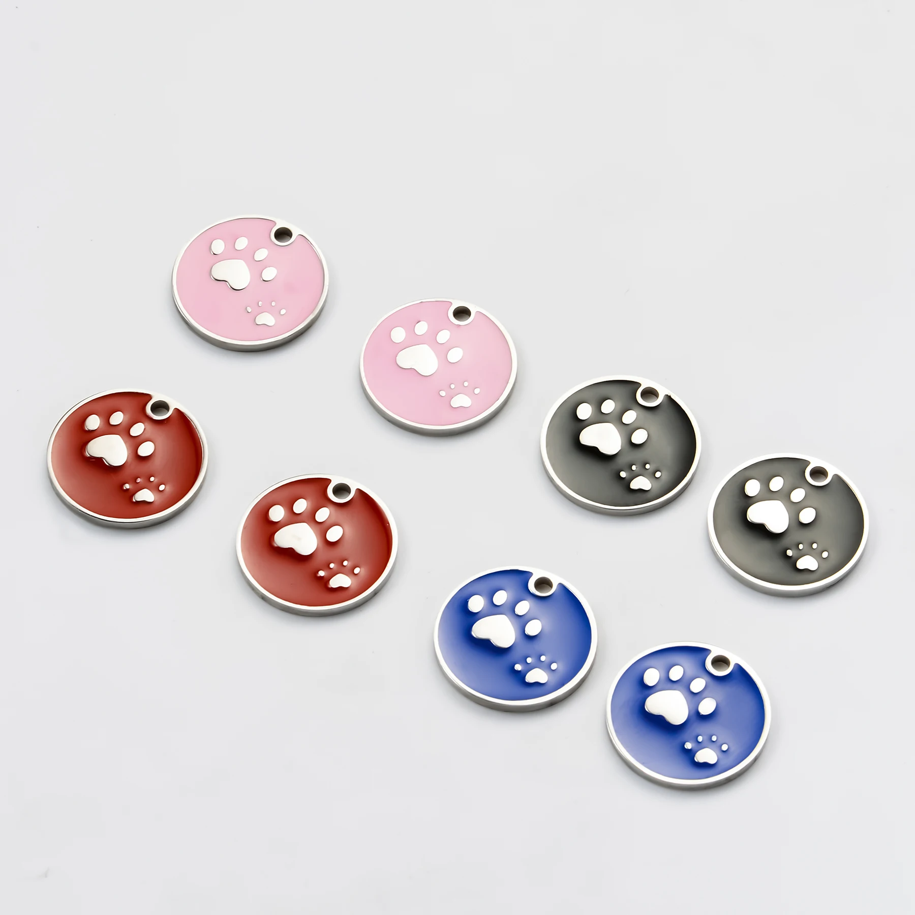 

3Pcs Stainless Steel Enamel Round Pet Paw Footprint Charms for Jewelry Making DIY Pendants Necklaces Crafts Accessories 15mm﻿