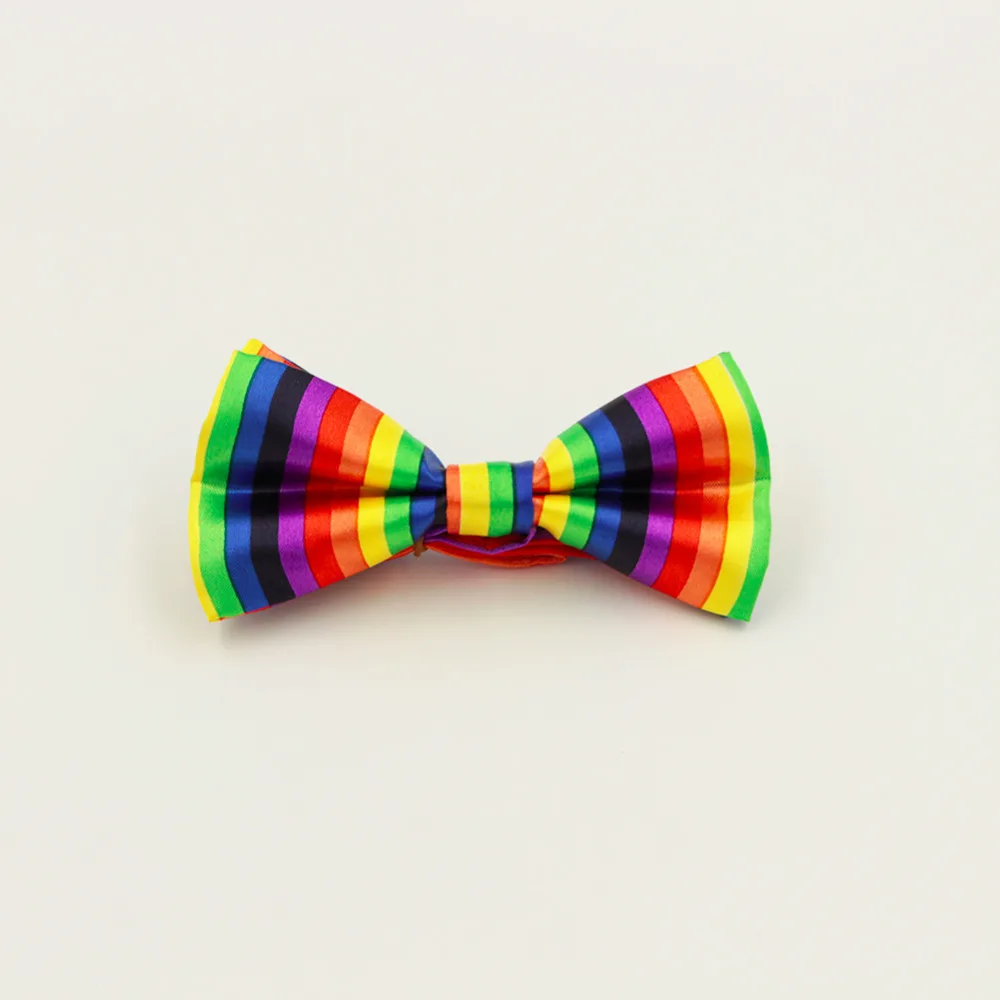 LGBT BOW Tie Wedding Party Leisure Rainbow Stripe Bowtie Rayon Polyester Necktie For Groom Men Women