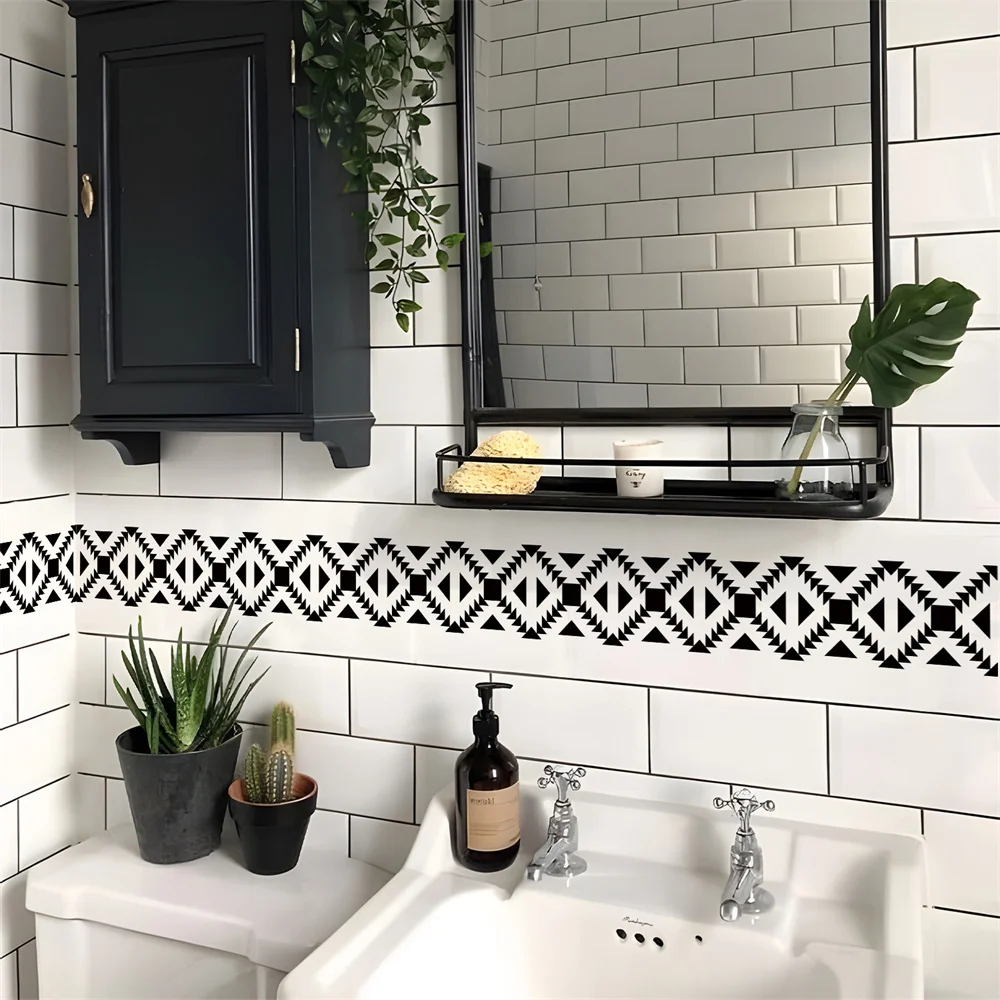 Mosaik Badezimmer Taille Linie Wandaufkleber Wasserdicht Peel & Stick Kunst Backsplash Küche Büro Sockel Linie Dekor Tapete – Detail 26