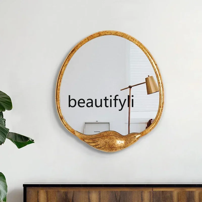

ss 25 Creative Irregular Retro Makeup Mirror Home Bedroom Living Room Entrance Wall Hanging Makeup Special-shaped Mirror