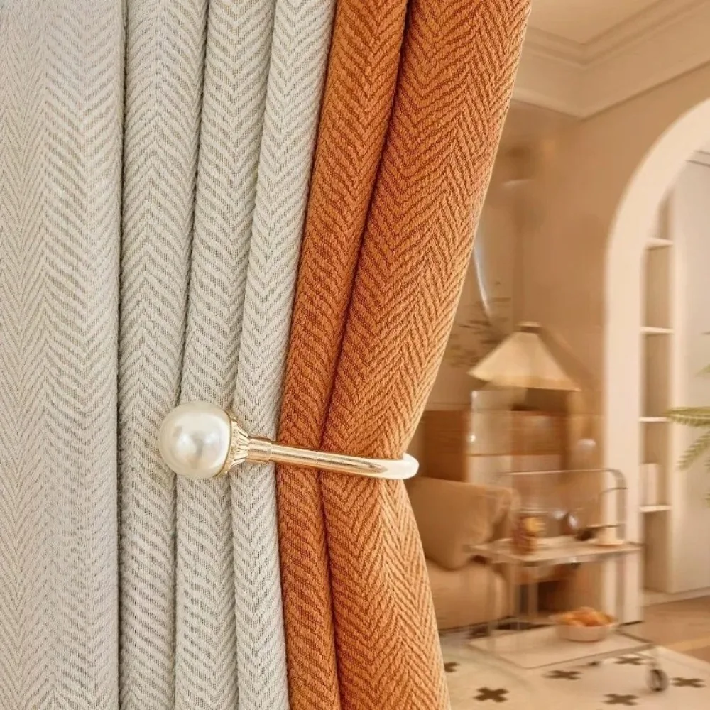 

Chenille Splicing Orange Luxury Curtain for Living Room Simple French Blackout Bedroom Fabric Elegant Custom Window