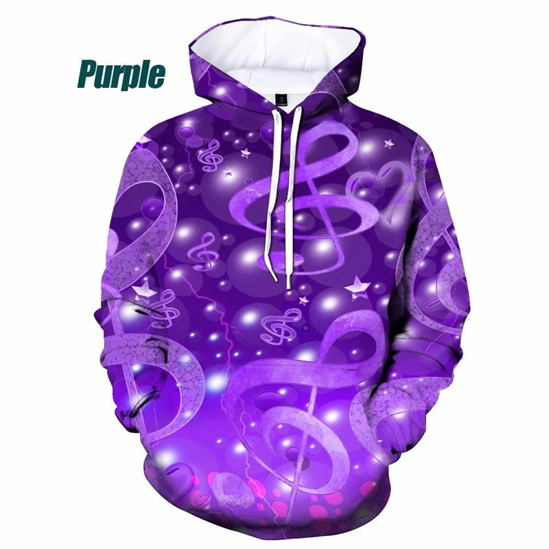 

Casual Musical Notes Pattern Hoodies Fashion Autumn Long Sleeve Simple Men Women 3D Printed Hoodie Loose Streetwear Sweatshirts
