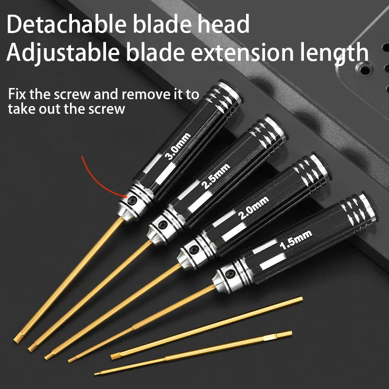 Model airplane hexagonal screwdriver set 1.3/1.5/2mm high-speed steel extended superhard hexagonal