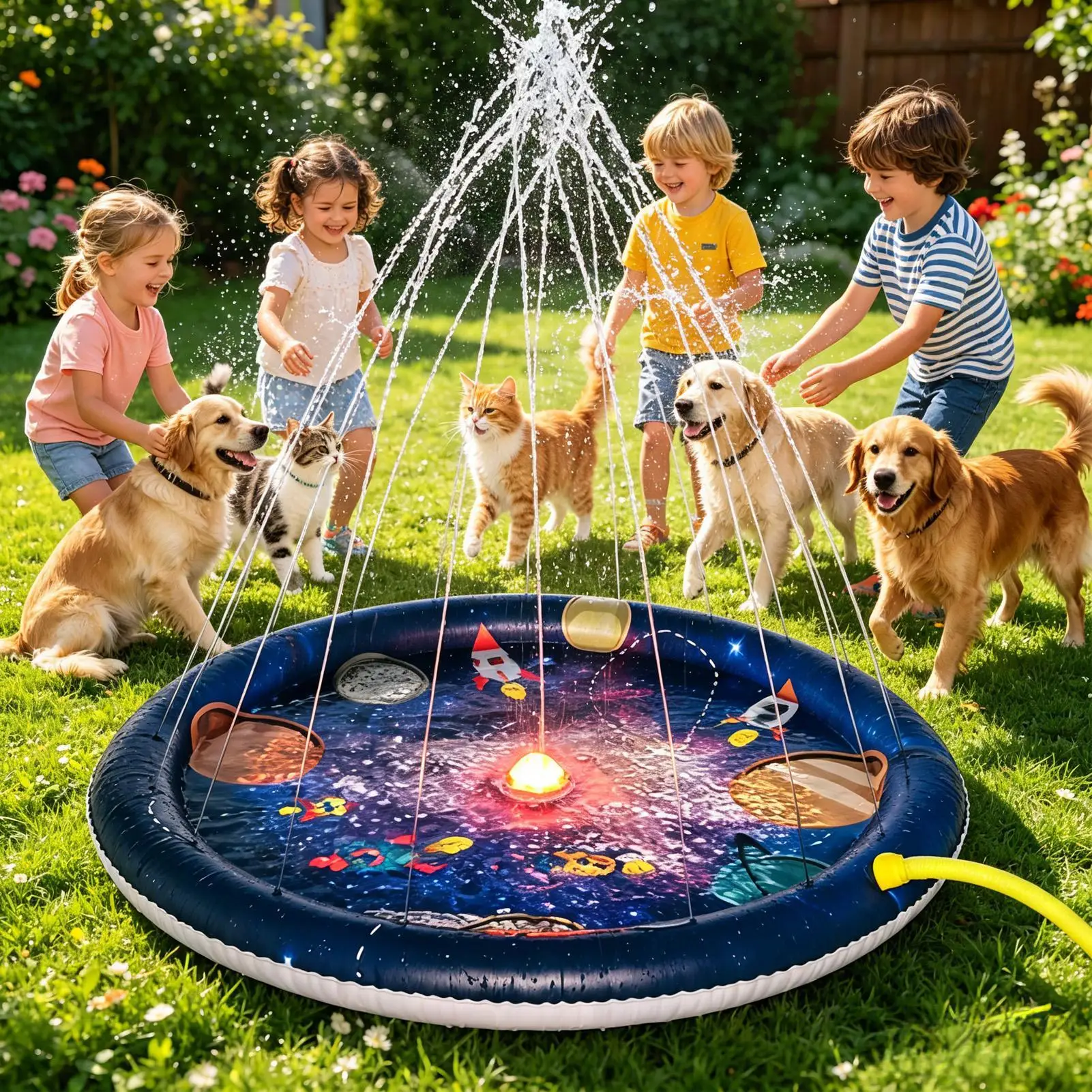 Space Theme Children Play Inflatable Water Sprinkler Pad Beach Spray Mat Outdoor Game Toy Lawn Swimming Pool Mat Kids Toys