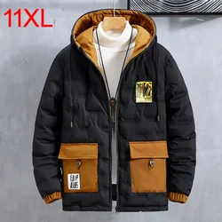 11XL Plus Size Down jacket men winter trend loose patchwork pocketfor overweight 160kg 46% 46% white duck down jacket men