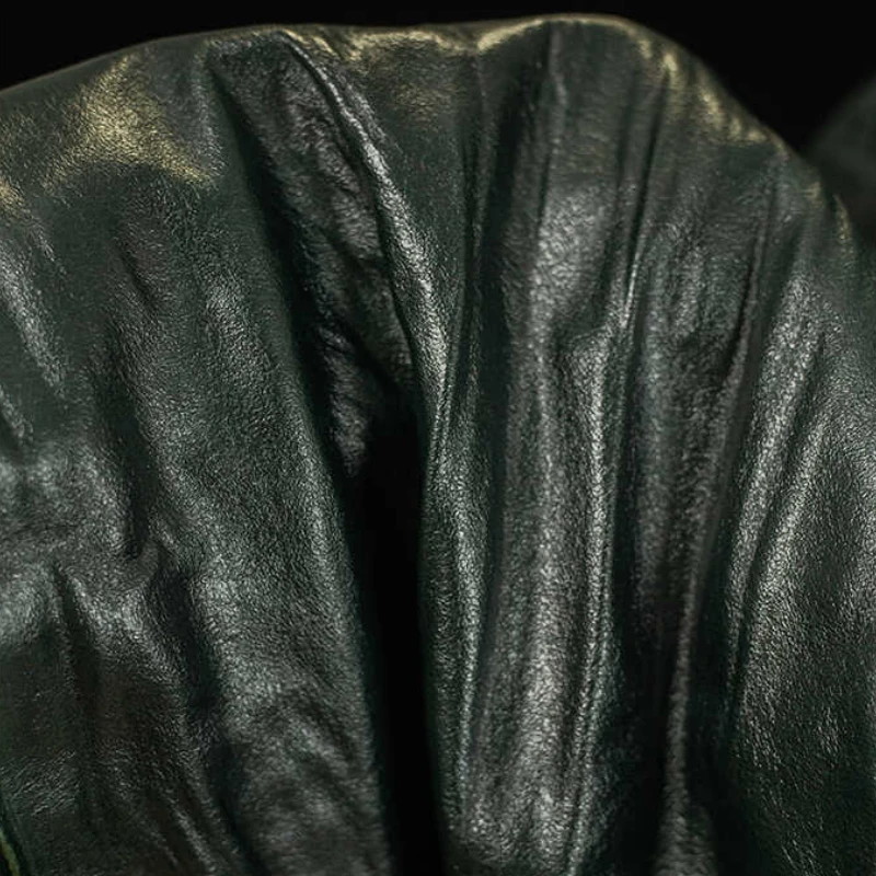 Oil Green Dark Classic Texture Leather Organ  Fold Vertical Texture Handmade DIY Fabric Jacket Leather