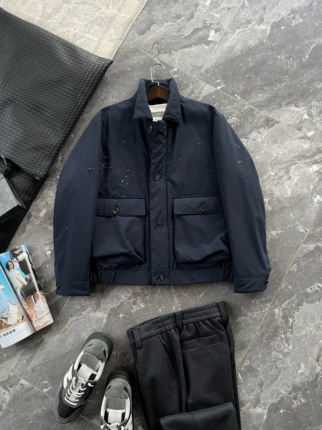 Piumino casual da uomo italiano LP Old Money Wind 90 in piuma d'oca bianca