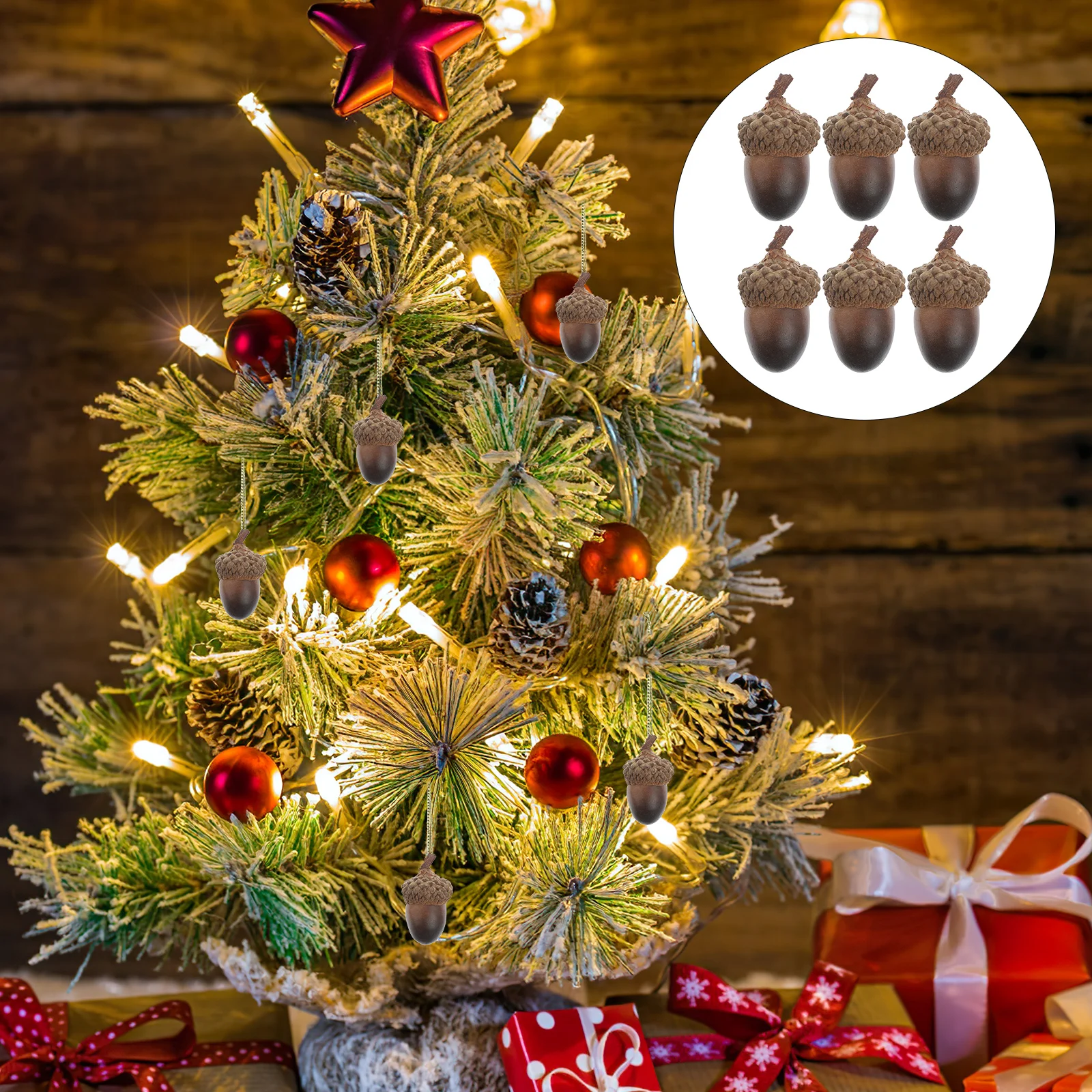 

60pcs Artificial Acorns Decorative Ornaments for Home Party Festival Wedding Garden Christmas Tree DisplayFruits