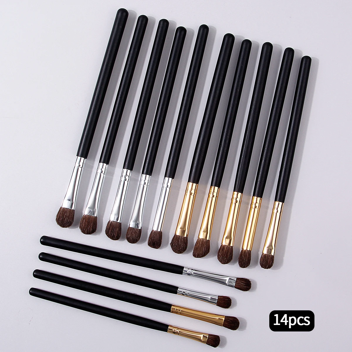 14本の木製ハンドルのアイメイクブラシ、アイシャドウブラシ、アイブロウブラシは多機能の美容ツールです。