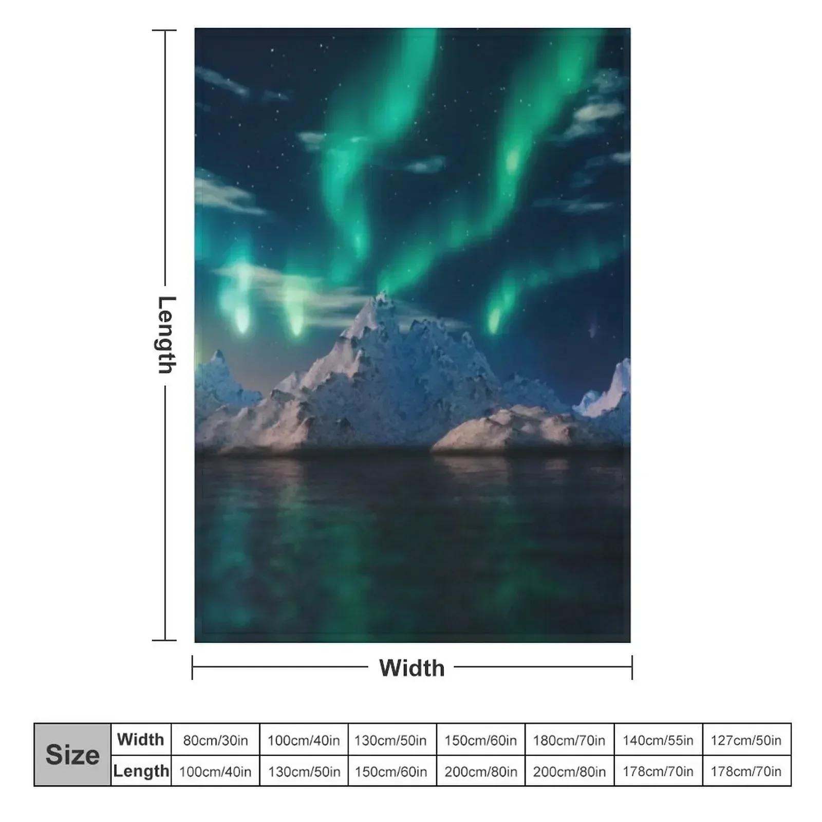 Aurora Borealis (Northern Lights) with Icebergs Throw Blanket Tourist Sofa Quilt Warm Luxury St Blankets