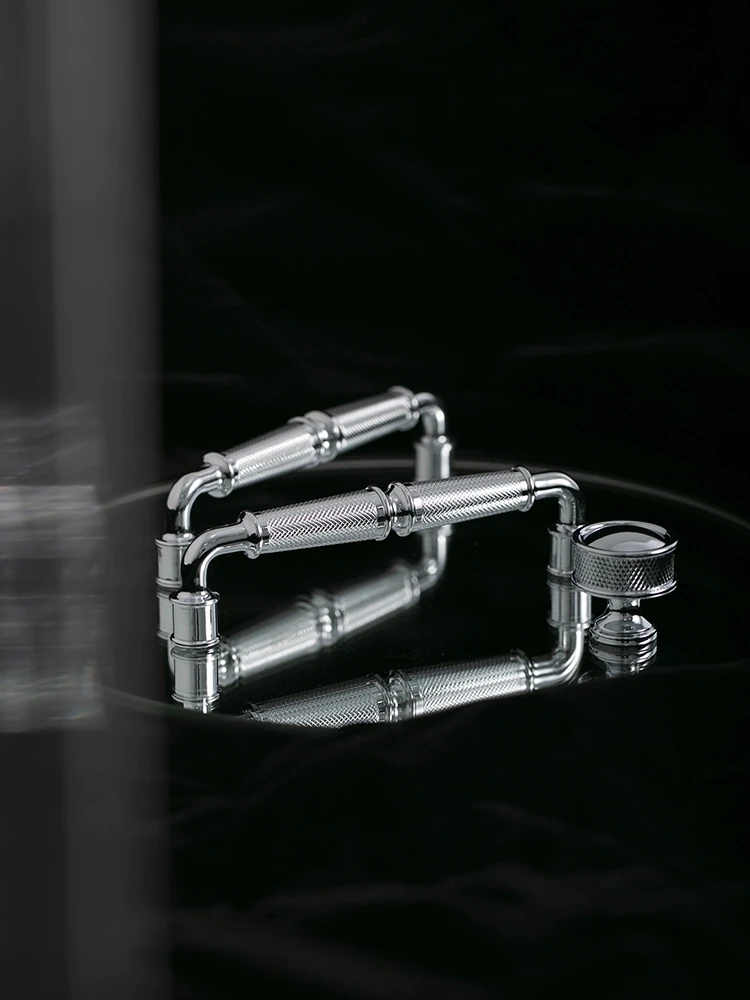 

Серебряные утолщенные текстурированные ручки для кухонного шкафа с накаткой, латунные Т-образные ручки для гардероба, ручки для ящиков, мебельная фурнитура для спальни