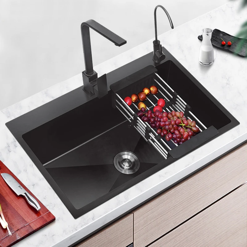 

Associating strong black nano-sink, single-trough, embedded 304 stainless steel sink size sink.