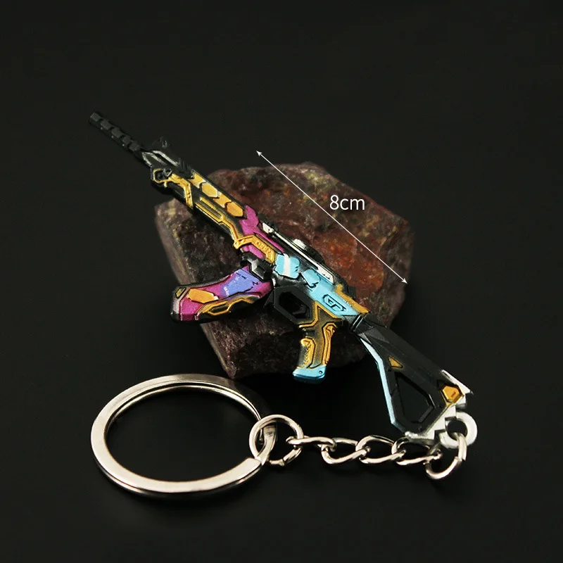 8cm Valorant Melee Reaver Weapon Model Keychain for Men Game Peripheral Glitchpop Skin Metal Key Ring Fans Collectible Jewelry