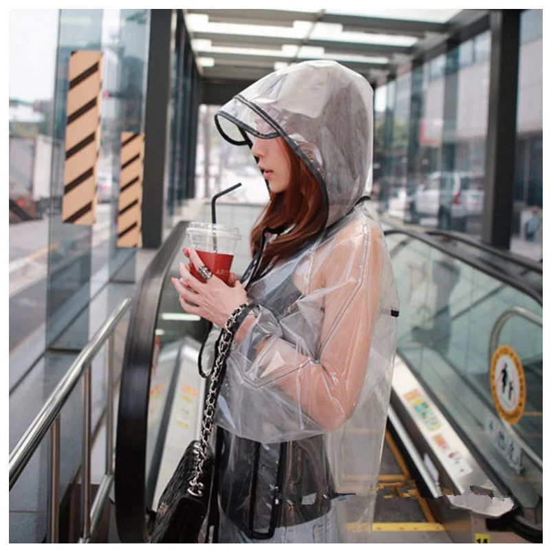 Clear EVA Short Raincoat Fashion Adults Outdoor Windbreaker Hiking Travel Waterproof Lightweight Packable Rain Ponchoesistant