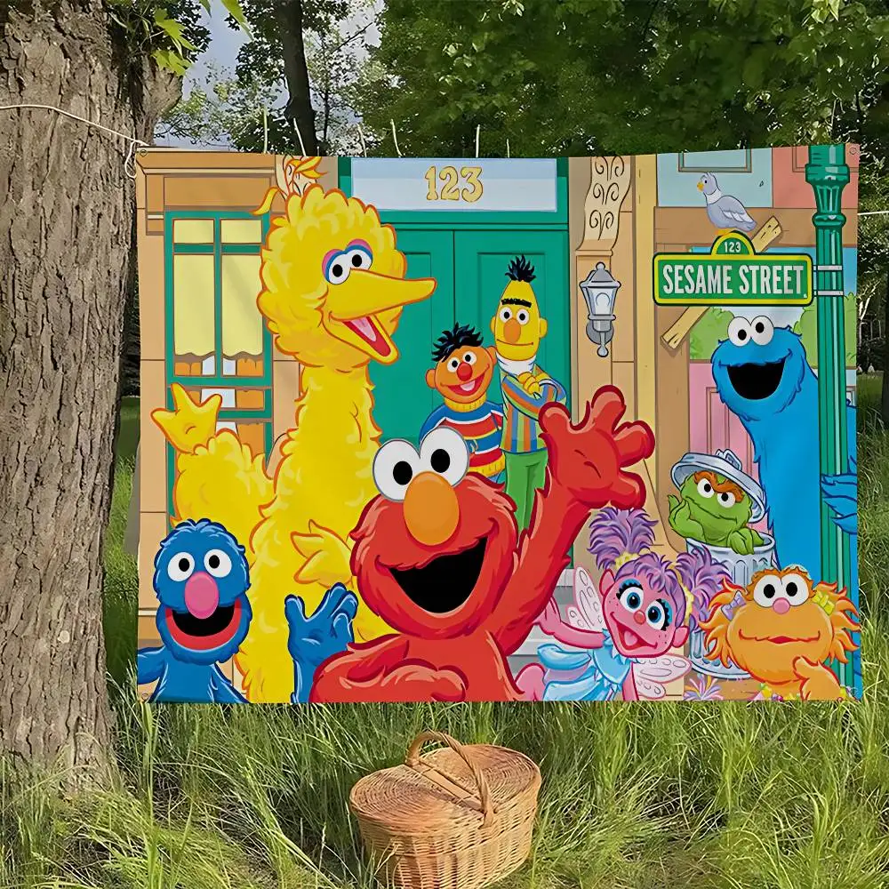 Cartoon S-Sesame Cookies S-Street Printed Large Flag Art Science Fiction Room Home Decor Decor Banner