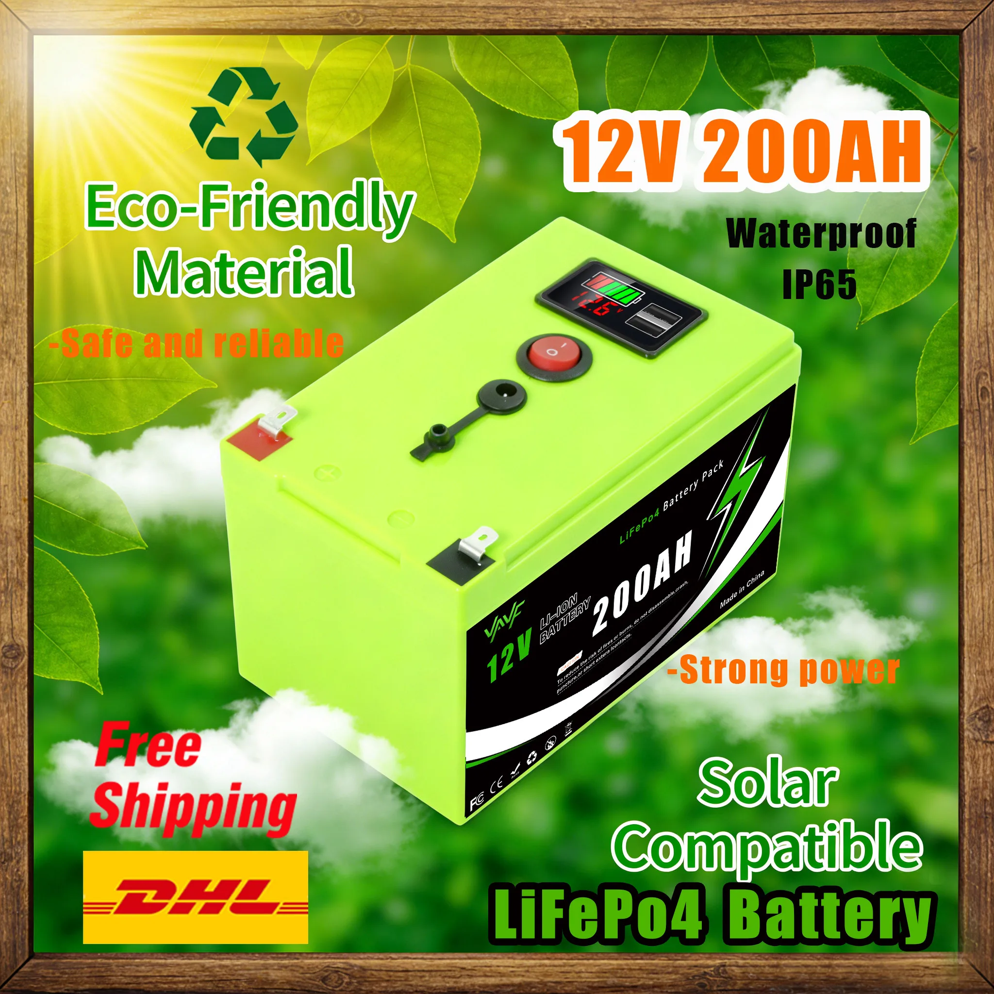 

12V 200AH ️Solar Battery☃️ Lithium Deep Cycle BatteryIntegrated BMS-Perfect for Solar Systems, Campers, Boats&Cabin Power