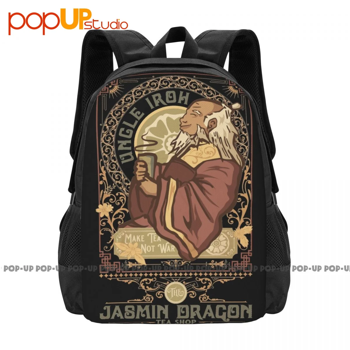 Uncle Iroh Make Tea Not War Jasmine Dragon Tea Shop Backpack Large Capacity Gym Art Print