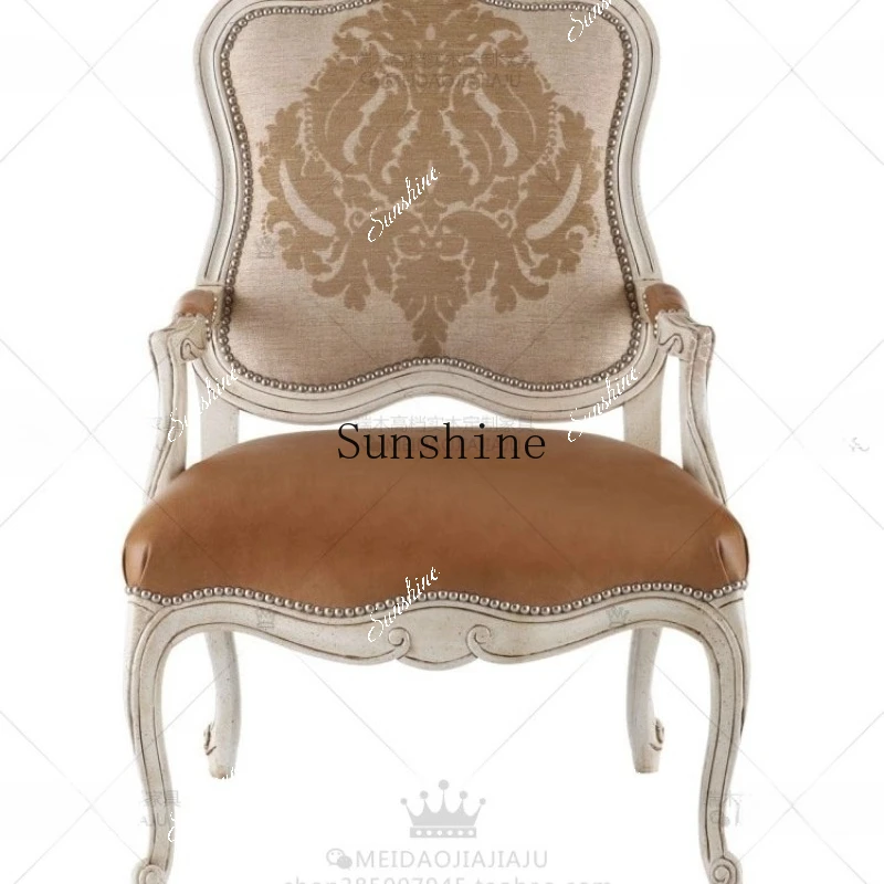 

European neoclassical solid wood simple rural antique dining chair living room luxury office