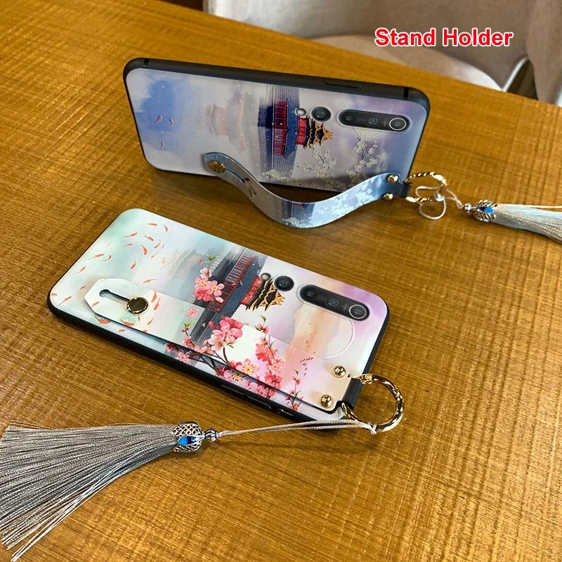 for Xiaomi POCO M3 Pro Mi 14 13 12 11 10T Lite 9T Mix 3 Redmi Note 11T 10 9S Case 3D Emboss Hand Strap Holder Tassel Soft Cover