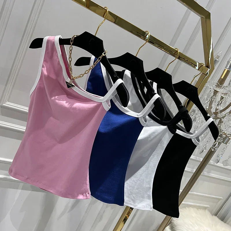 

zjaiss Solid Color Basic Knitted Tank Top Women Summer 2025 Vintage Sleeveless Camis 90s Cool Girls Streetwear Soft Tees