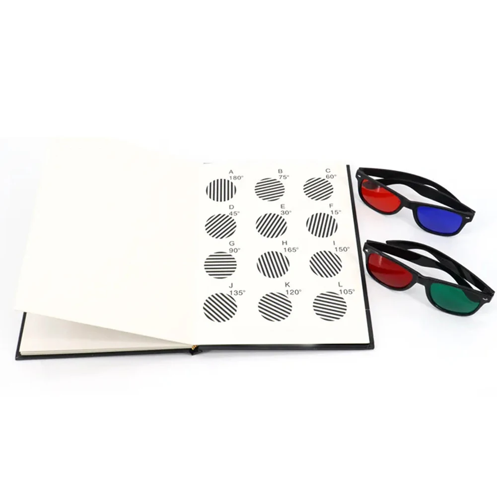 Stereogram Vision Test Chart for Astigmatism and Color Vision Tests Including 2 Pairs of Glasses for Enhanced Accuracy