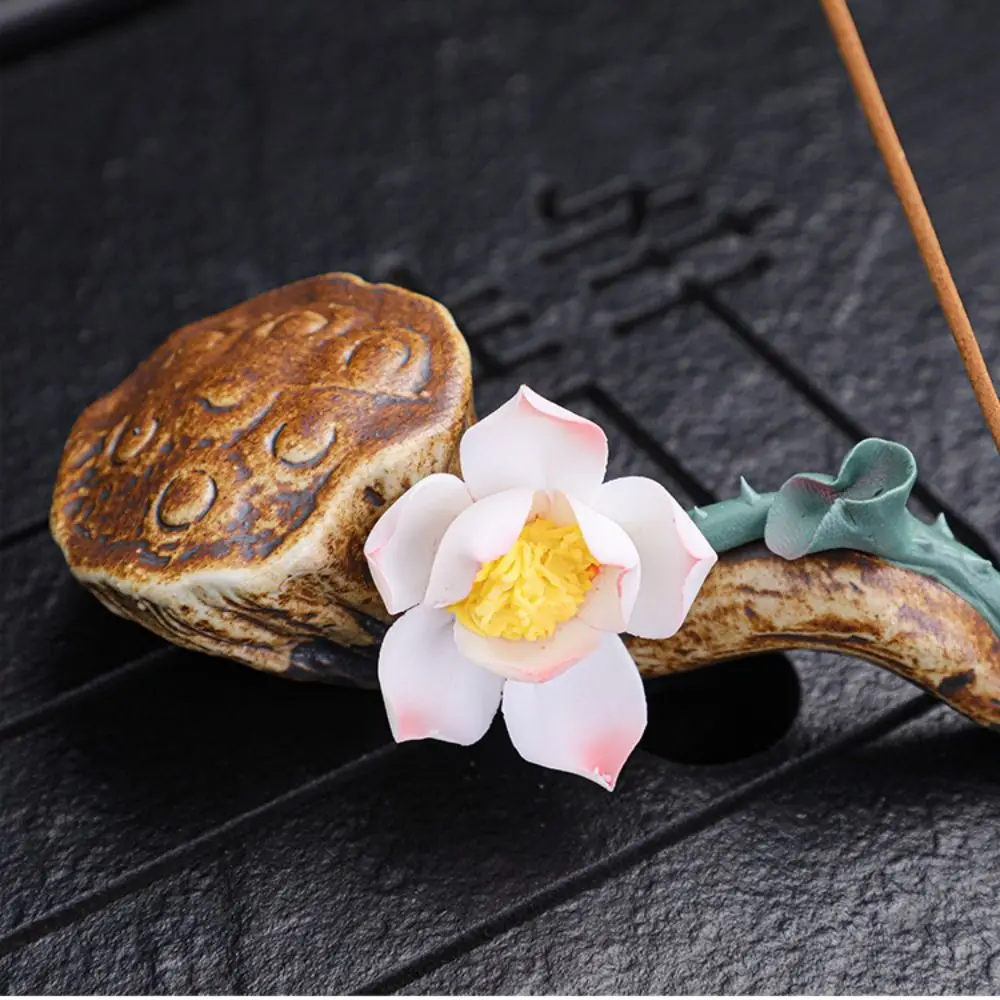 Lotus Home Decor Magnolia Flower Pen Holder Incense Burner Incense Stick Holder Writing Brush Stand Aromatherapy Base