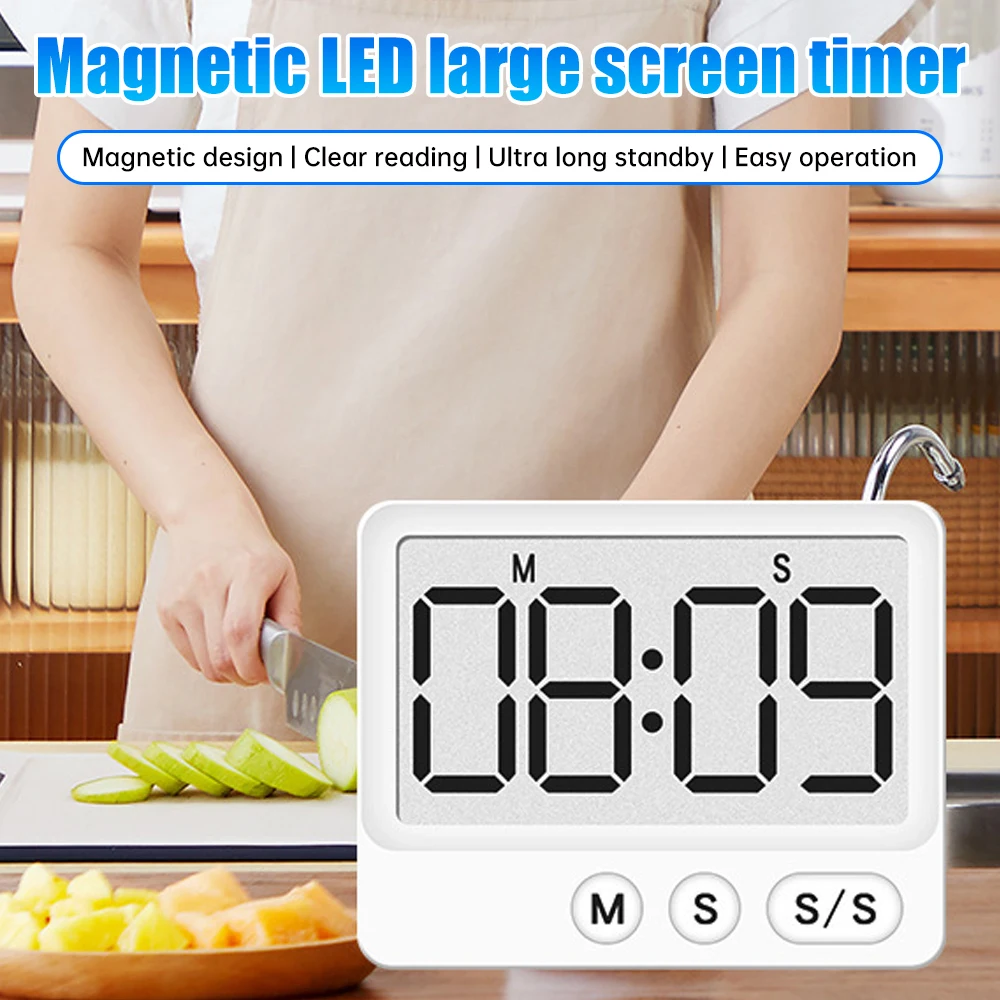 Mini Cooking Timer with Folding Stand Large LCD Display Magnetic Digital Countdown Timer Portable Kitchen Baking Tool