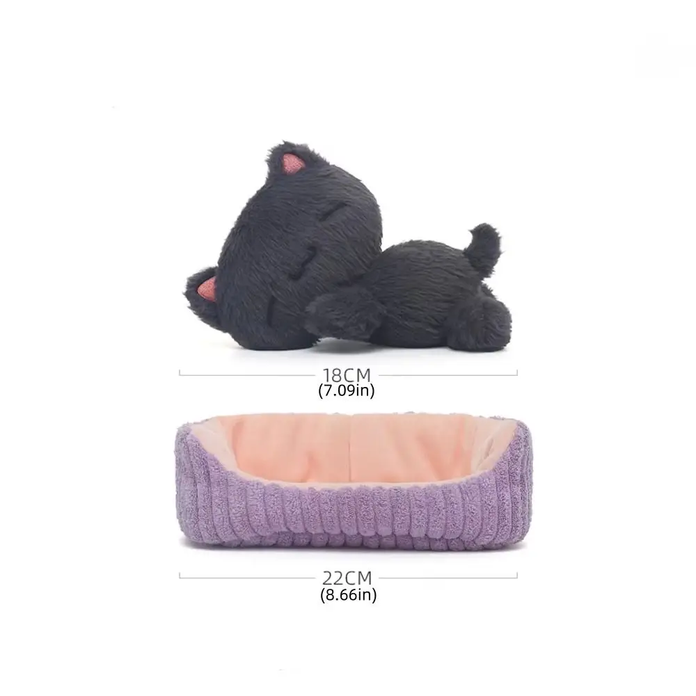 Animal en peluche couché Capybara peluche câlin avec nid chat noir en peluche décoration de la maison Kawaii couché chaton chien garçons filles