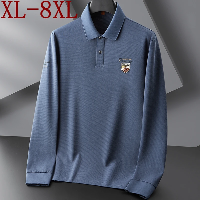 

8XL 7XL 6XL 2024 New Autumn England Style Shirts For Men Clothing High End Luxury Mens Polo Shirt Fashion Loose T-shirts Homme