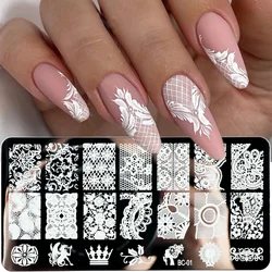 12x6cm Nail Art Stamping Plates Lace Petals Butterfly Mandala Plants Abstract Stamp Template Polish Printing Stencils Mold Tools