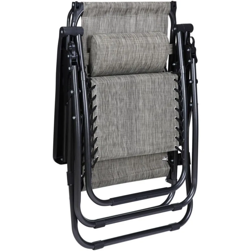 Set of 2 Zero Gravity Outdoor Lounge Chairs w/Sunshade + Cup Holder with Mobile Device Slot Adjustable Folding Patio Reclining C
