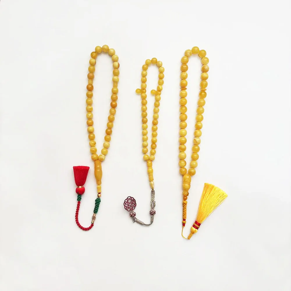 33 سبحة صلاة إسلامية (مسباح) عنبر البلطيق الطبيعي TASBIH مسلم / TA33-09