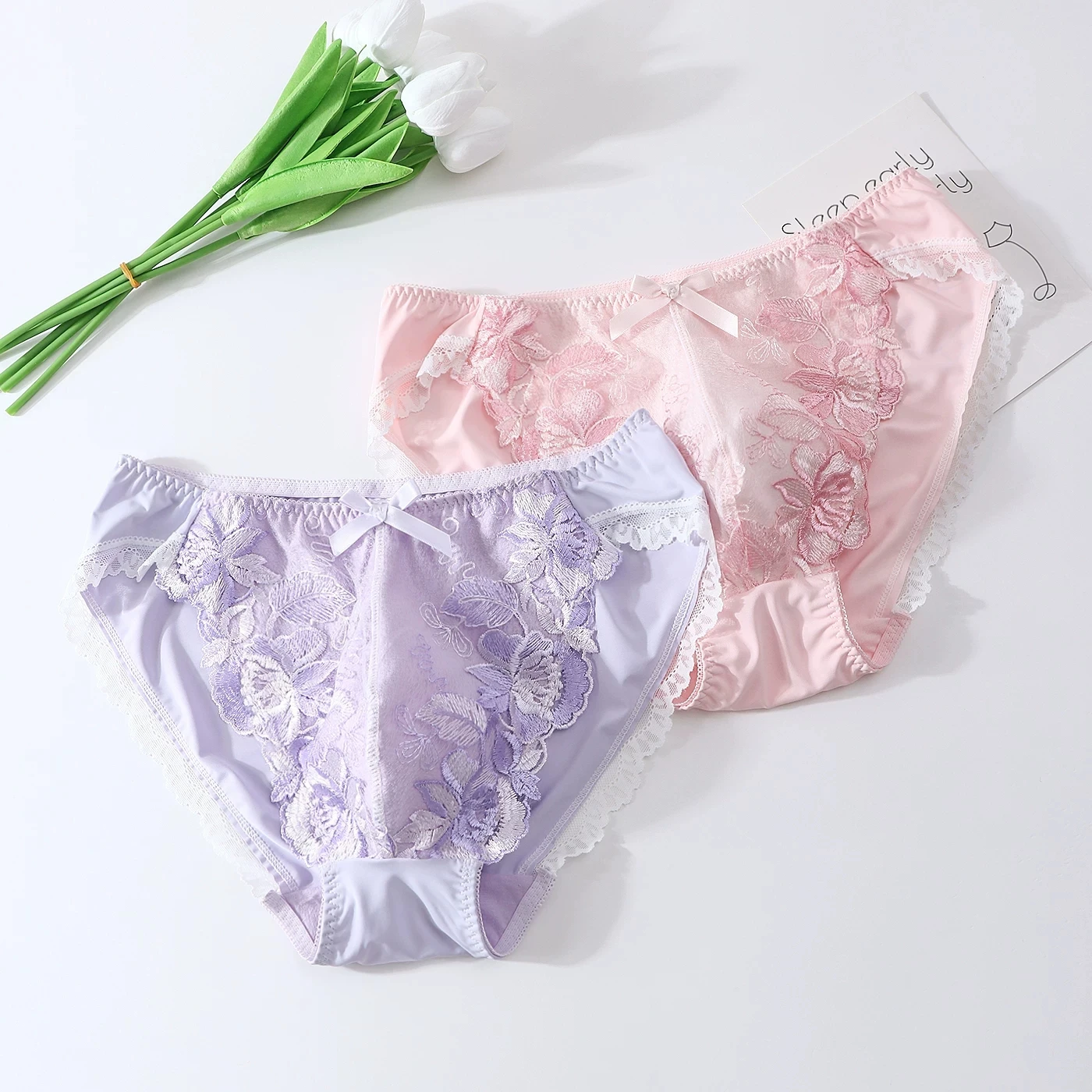 High Quality Man Lace Floral Embroidery Pink Panty Briefs Live Show Dance Costumes DJ CLub Bar BF Gifts Harajuku