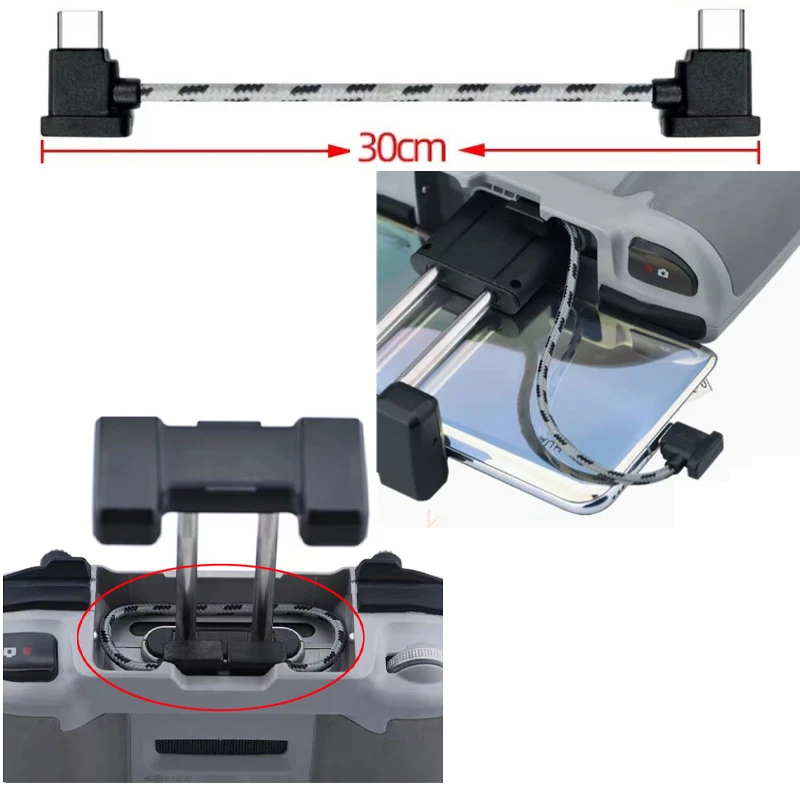 30 cm langes, geflochtenes Nylon-Kabel mit Fernbedienung, Typ-C-Adapterkabel, kompatibel mit Mavic3 AIR2 AIR2S MINI2, Datenkabel für Telefon und Tablet – Detail 9