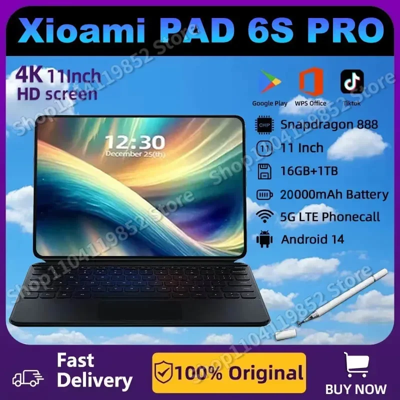 2024 neue Original Pad 6S Pro 11 Zoll Tablette HD 4K Android 14 16GB 1TB 20000mAh 5G Dual SIM Bluetooth WiFi GPS Tablet Mi PC