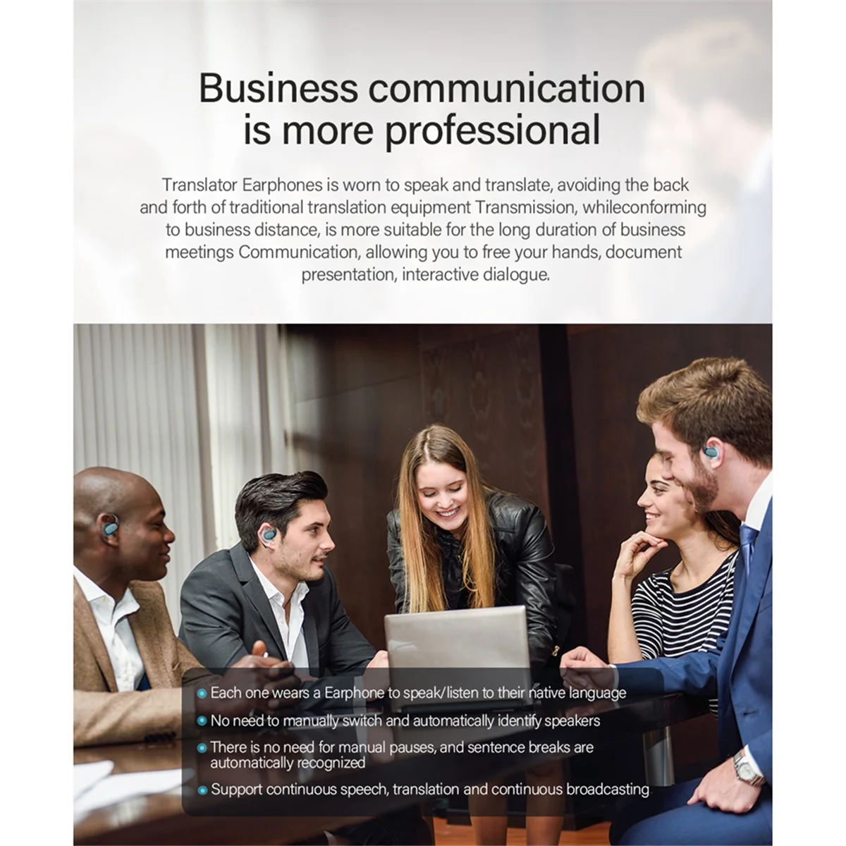 سماعات أذن مترجم A20M AI ترجمة ذكية في الوقت الحقيقي تدعم أكثر من 200 لغة BT5.3 سماعات أذن مترجم بخطاف الأذن أ