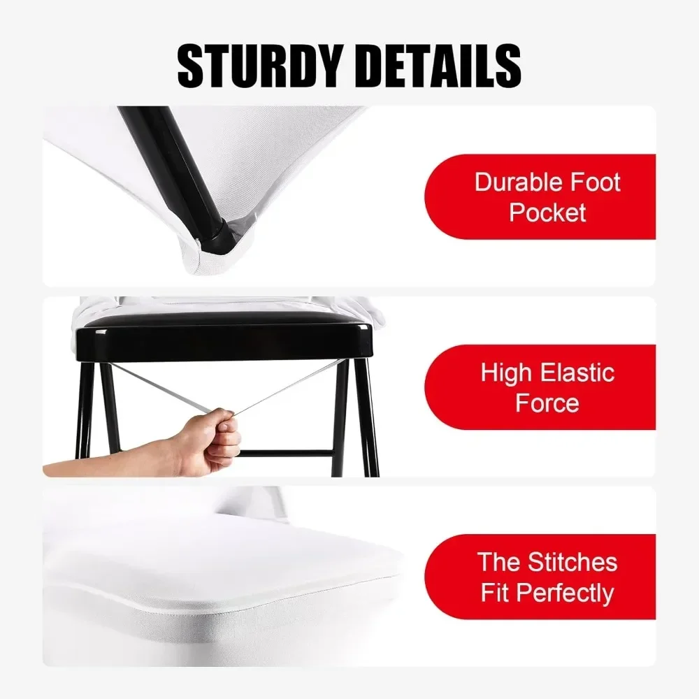 

Stretch Spandex Chair Covers - White 150 PCS, Folding Kitchen Chairs Cover, Universal Washable Slipcovers Protector, Removable C