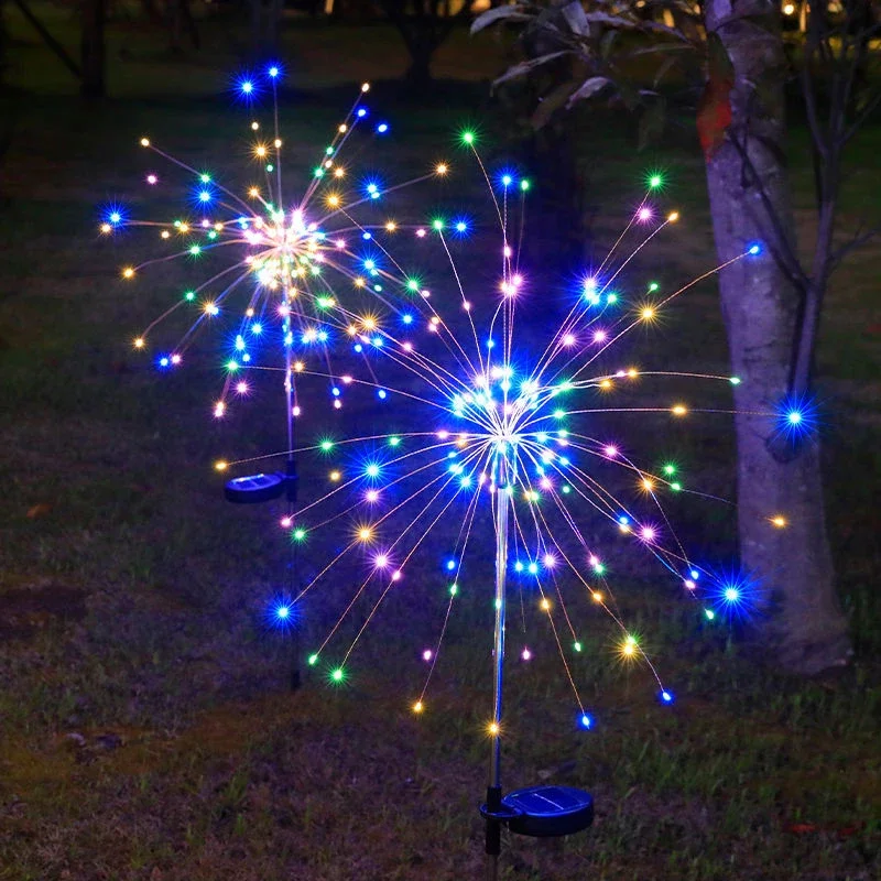 Fogo de artifício solar luz led à prova dwaterproof água ao ar livre lâmpada de dente de leão 8 modo luz da corda jardim gramado paisagem decoração casa ornamento