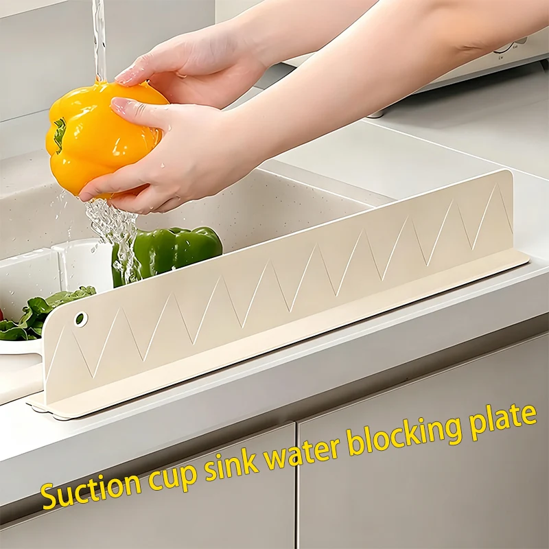 Household Sink Splash Proof Water Blocking Board Silicone Suction Cup Kitchen Sink Waterproof Strip Water Blocking Board