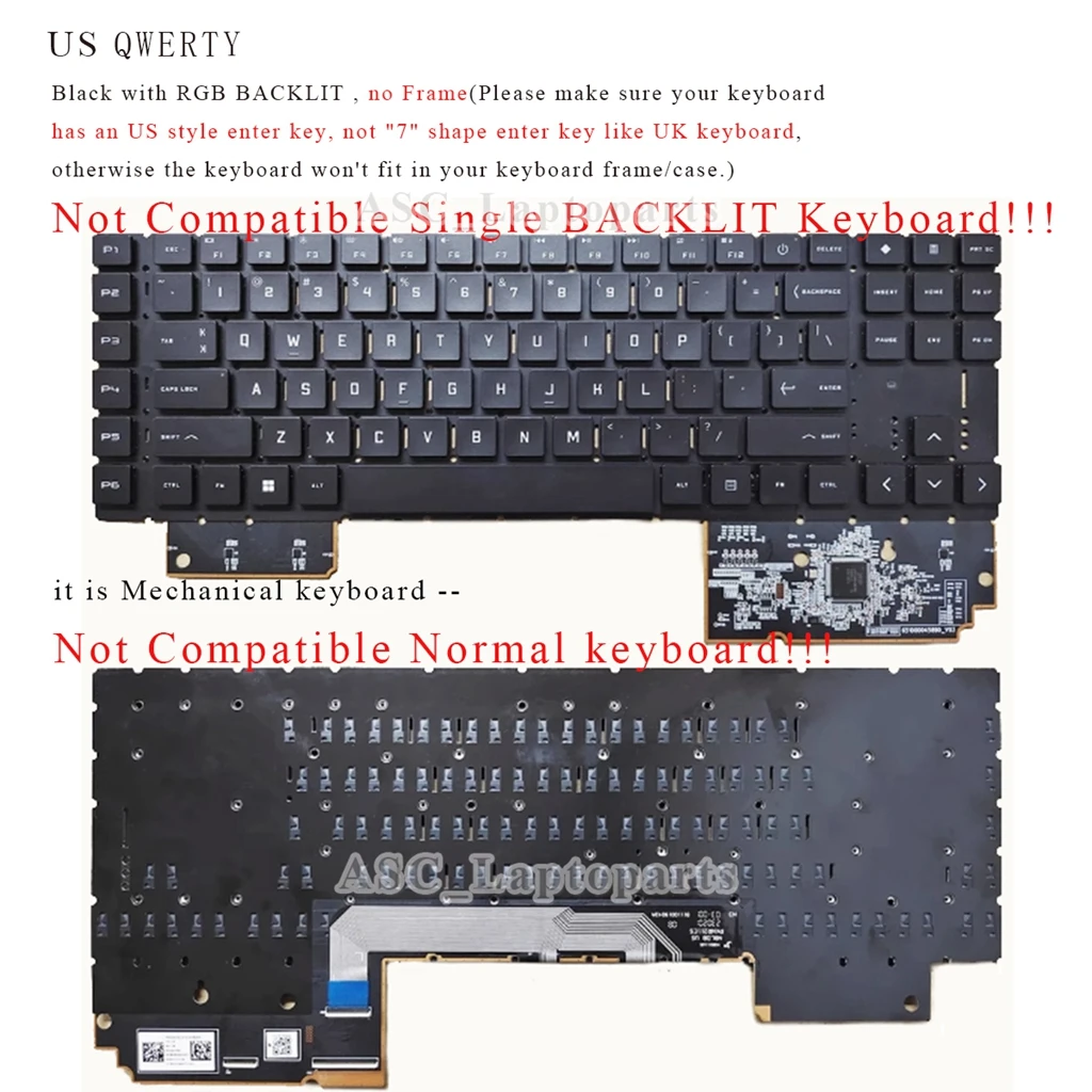 

Механическая клавиатура US UI QWERTY для HP Omen 17-CK0146NG 17-CK0501NA 17-CK1065CL 17-CK0166NG 17-CK0176NG 17-CK1002NR RGB-подсветка