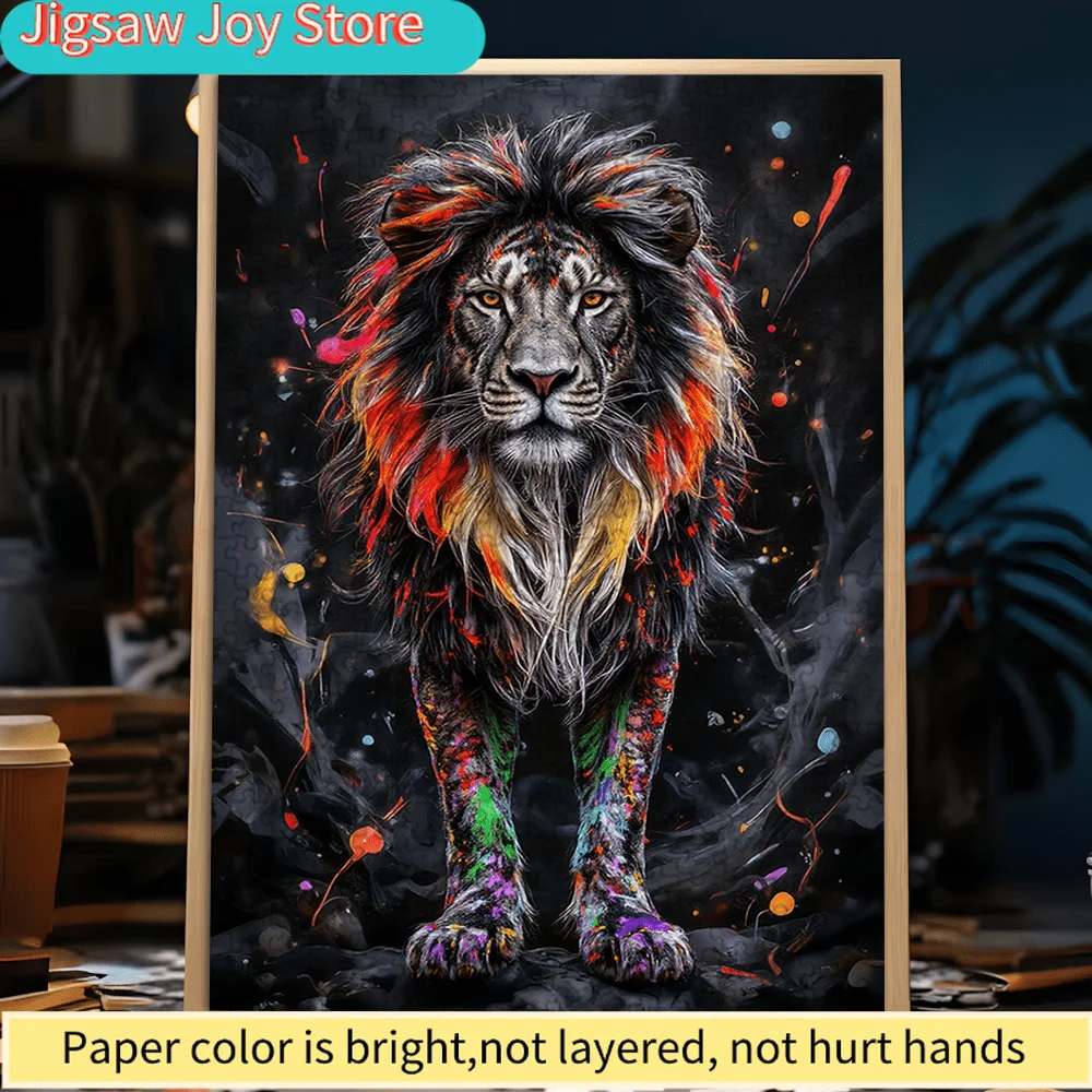 500/1000-Piece Puzzle, Colorful Majestic Lion, Bold and Eye-Catching. Perfect for Family Fun, Brain Games, Christmas, Hallowee