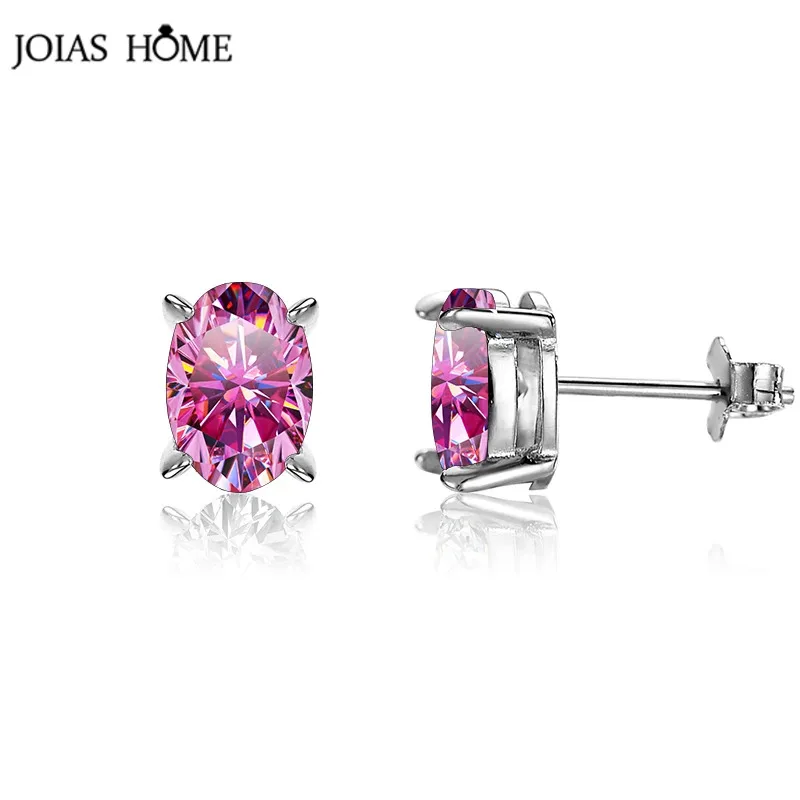 JoiasHome Trendy S925 Sterling Silver Earrings For Female 1 Carat Moissanite Oval Jewelry Earrings For Anniversary Celebration