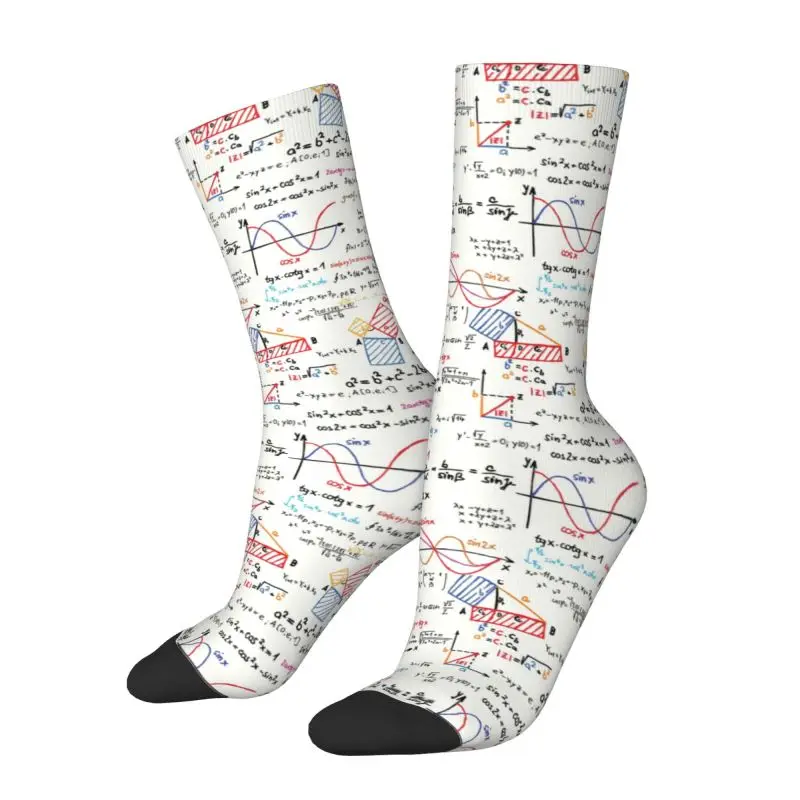 Novelty Men's Mathematics Formulas Math Numbers Dress Socks Unisex Warm Breathbale 3D Print Geek Science Puzzle Crew Socks