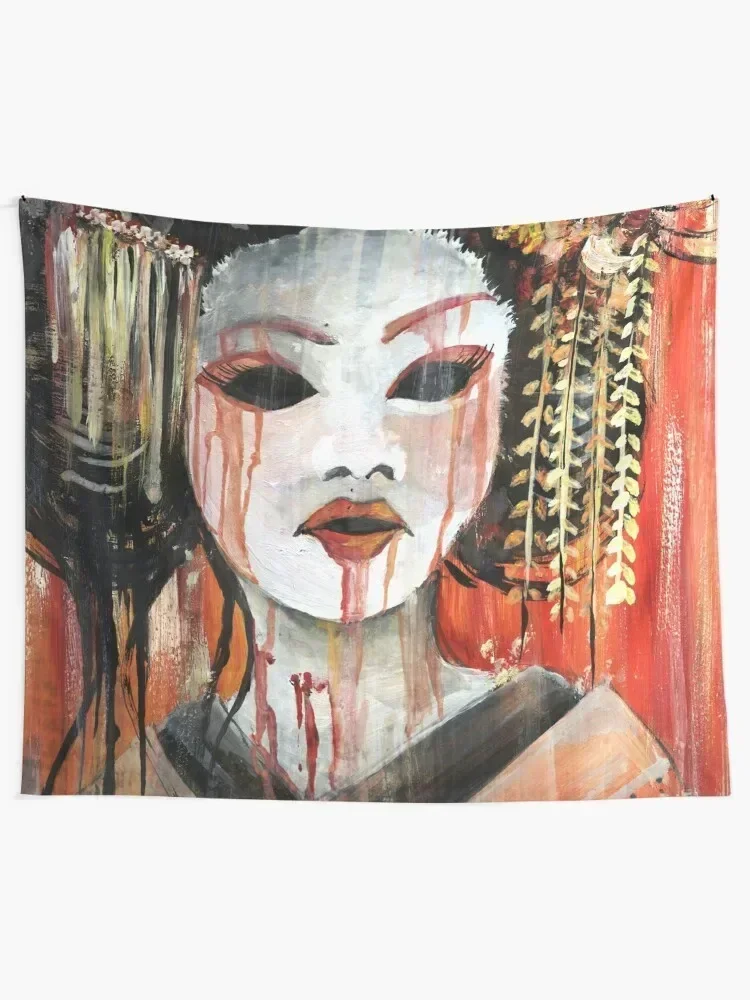 Geisha in Autumn Rain: The Innocent Concubine Tapestry Room Decorator Hanging Wall Tapestry